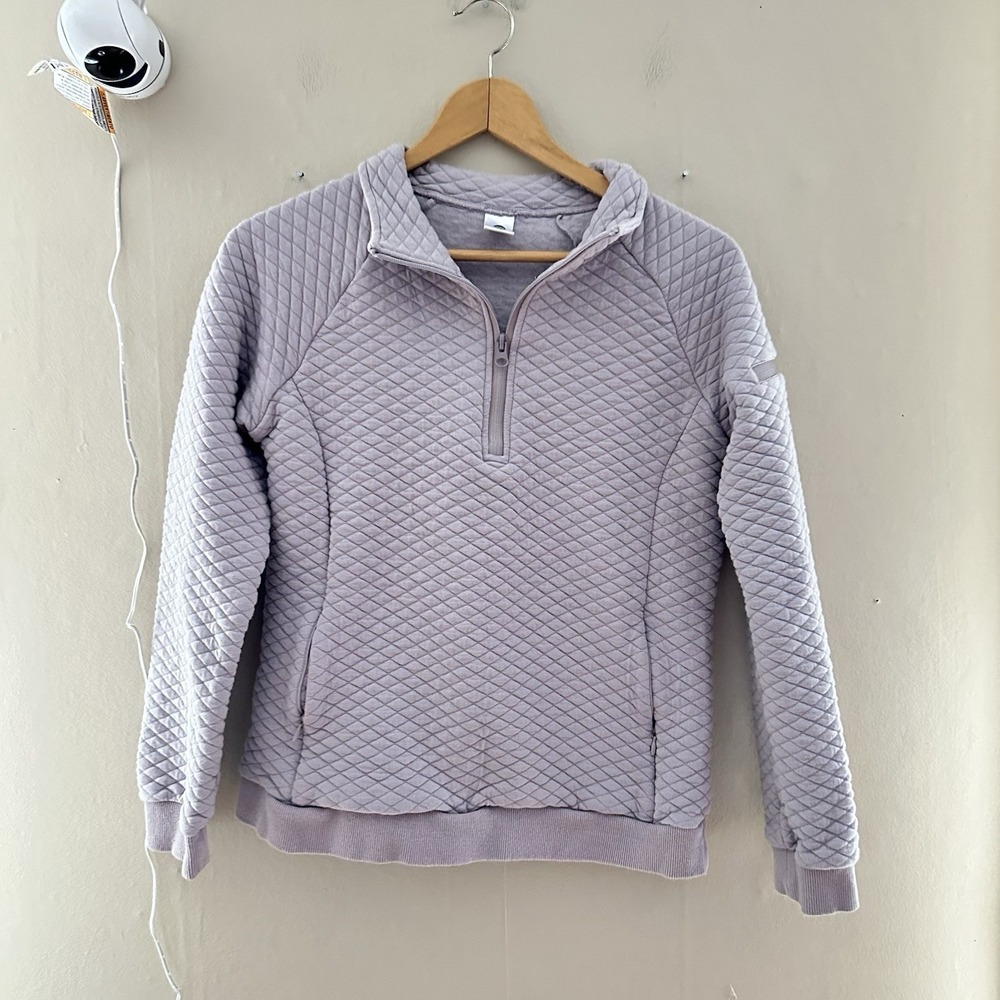 Senita Athletics Quilted Quarter Zip Pullover Size S Purple Zip Pockets Casual‎